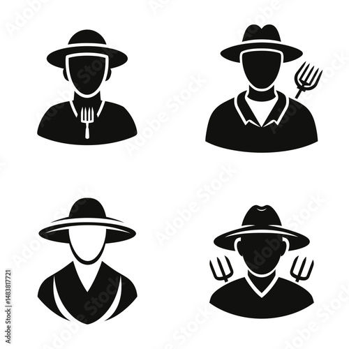 Farmer - Vector icon, simple icon, isolated on white  -  