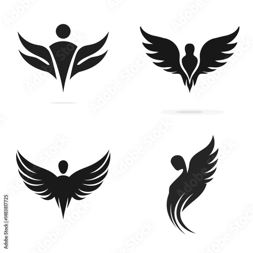 Fallen Angel - Vector icon, simple icon, isolated on white  -  