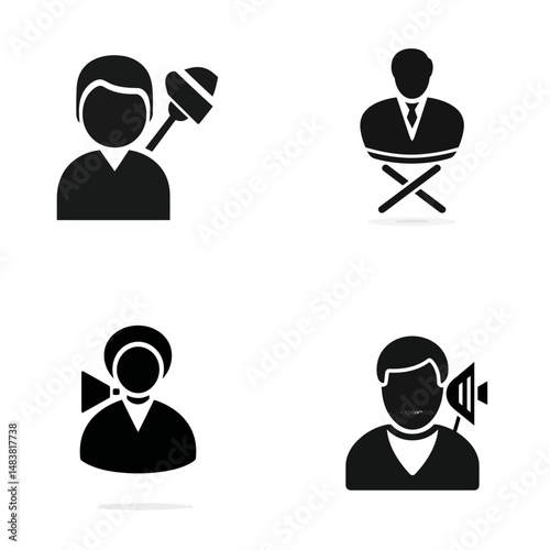 Film Director - Vector icon, simple icon, isolated on white  -  
