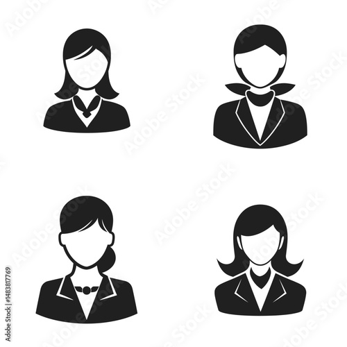 Flight Attendant - Vector icon, simple icon, isolated on white  -  