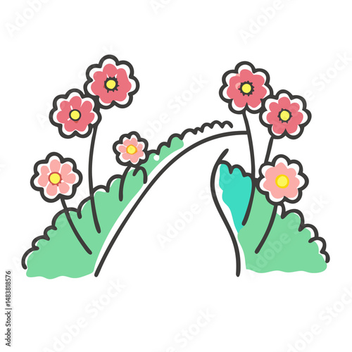 walkway with flowers icon, walkway with flowers vector illustration-simple illustration of walkway with flowers, perfect for walkway with flowers logos and icons