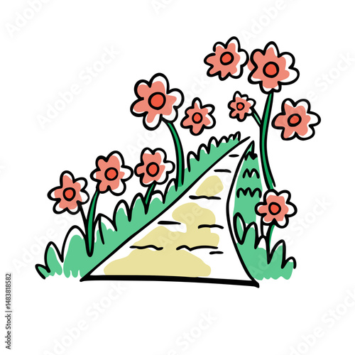 walkway with flowers icon, walkway with flowers vector illustration-simple illustration of walkway with flowers, perfect for walkway with flowers logos and icons