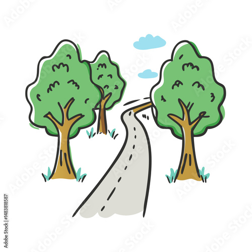 walkway with trees icon, walkway with trees vector illustration-simple illustration of walkway with trees, perfect for walkway with trees logos and icons
