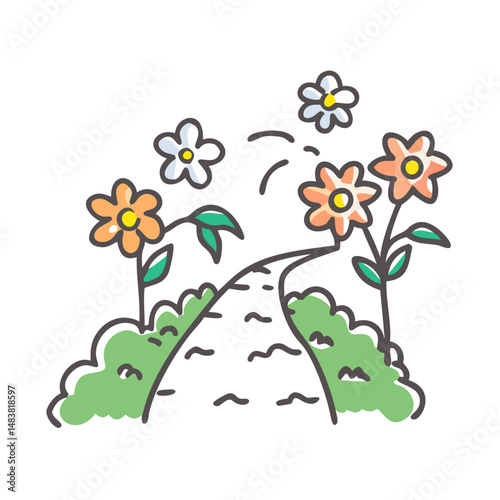 walkway with flowers icon, walkway with flowers vector illustration-simple illustration of walkway with flowers, perfect for walkway with flowers logos and icons