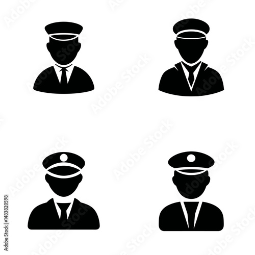 Train Conductor - Vector icon, simple icon, isolated on white  -  