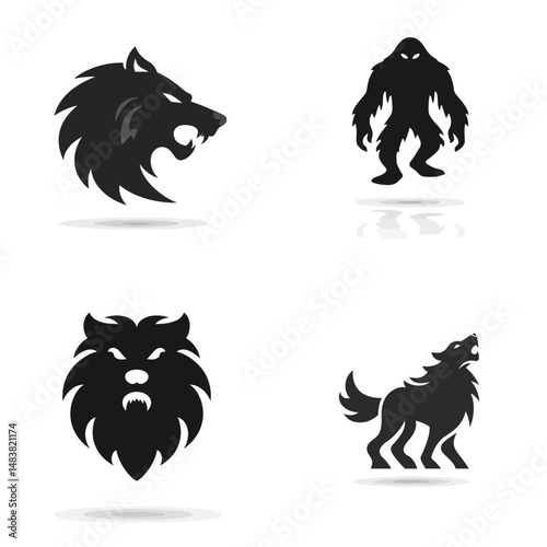 Werewolf - Vector icon, simple icon, isolated on white  -  