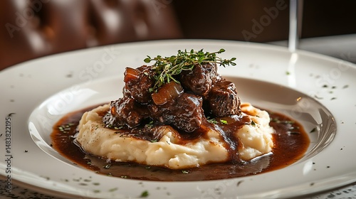 Beef Stew with Mashed Potatoes and Herbs
