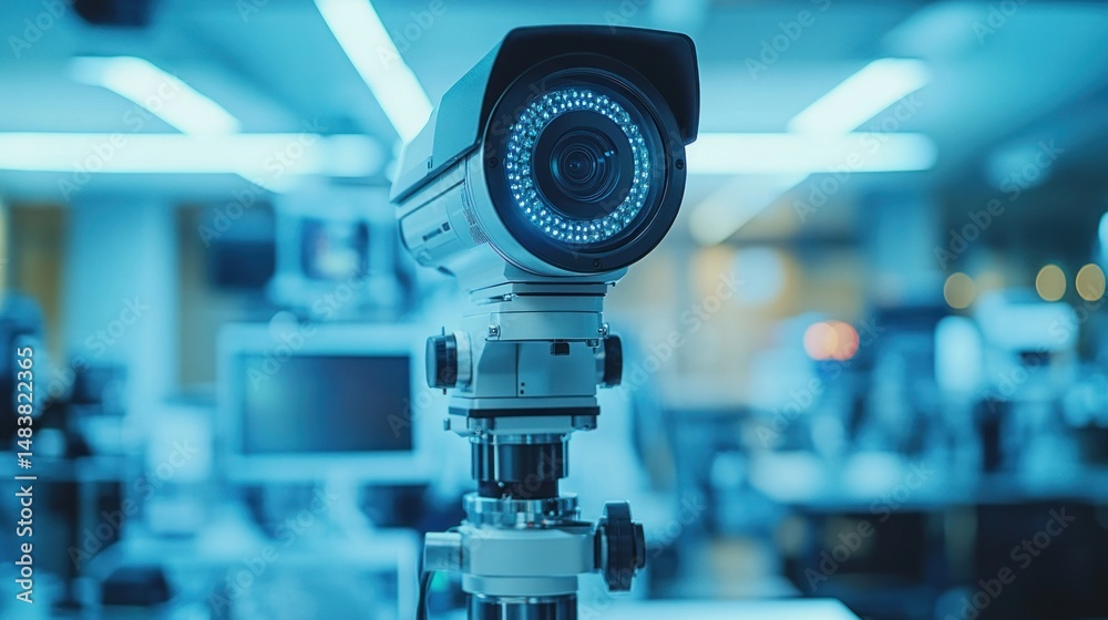 Security camera in a modern laboratory setting Security camera in a modern laboratory setting