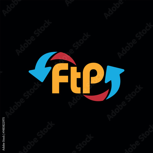 letters ftf and ftp text logo design vector