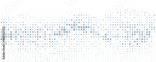 Abstract curved dotted line by squares with halftone effect. Vector graphic pattern