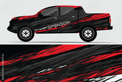 Pickup truck with dynamic design and sponsor branding