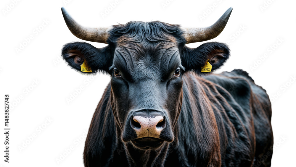 Naklejka premium Bovinae Snout Close-Up Of Black Working Animal