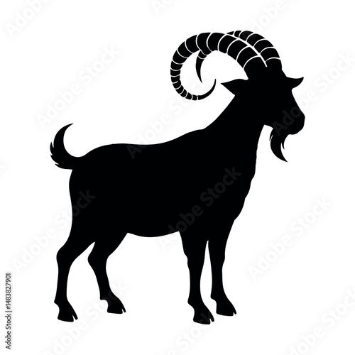 Black Goat Silhouette Vector , Goat icon