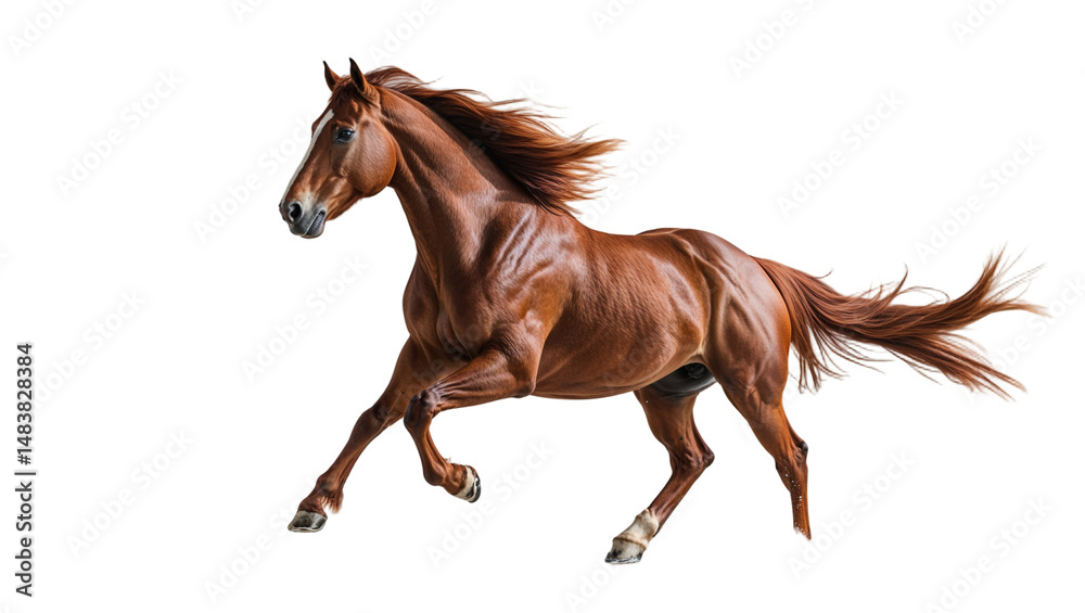 Fototapeta premium Horse Stallion With Flowing Mane In Sunlight