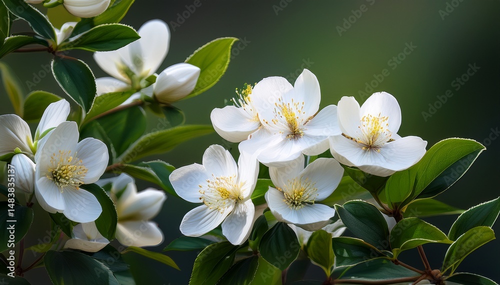 Fototapeta premium isolated white flowers on a bush