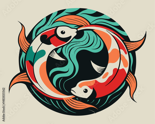 Koi fish vector illustration. Colorful koi fish icon.