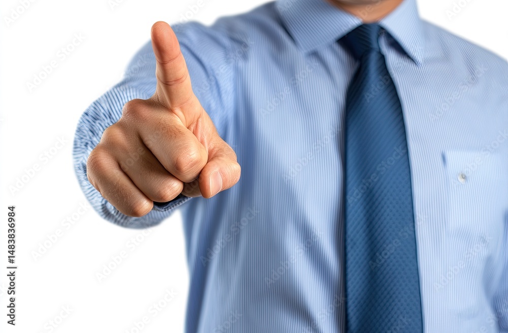 Pointing finger, business attire Pointing finger, business attire