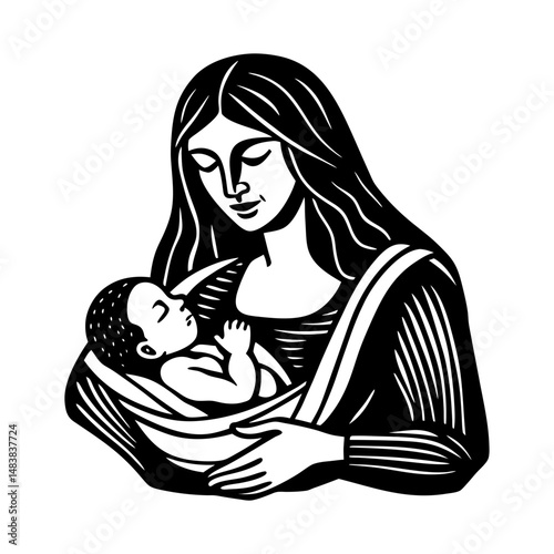 woman young woman breastfeeding her silhouette vector