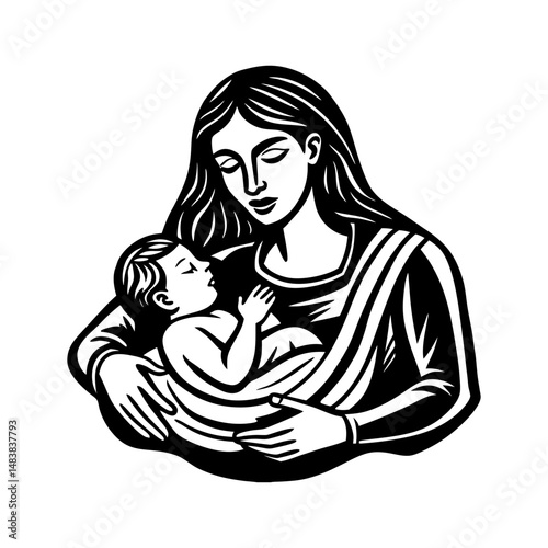 woman young woman breastfeeding her silhouette vector