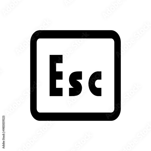 Illustration of a black escape key with rounded corners on a white background showcasing computer control