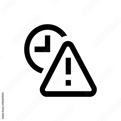 Illustration of a clock icon overlapping a warning triangle with an exclamation point for notification