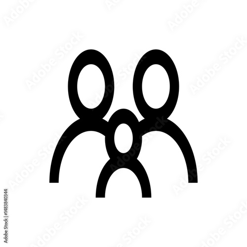 Abstract family representation with three figures depicted as interconnected circles and arcs design 100