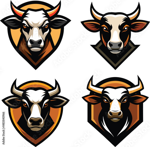 Bull Mascot Logos in Various Styles