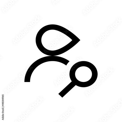Person icon outline with magnifying glass indicating search for a profile or user account symbol design