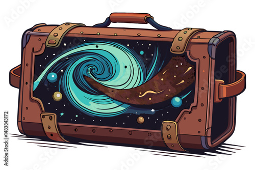An anime-style treasure box with a cosmic design, featuring a swirling galaxy inside.