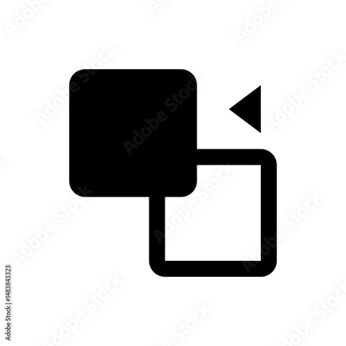 Illustration of a solid square overlapping a hollow square with a small triangle on the upper right side