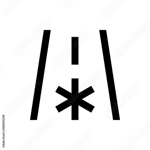 A graphic representation featuring two parallel lines a vertical bar and a star like asterisk symbol centered