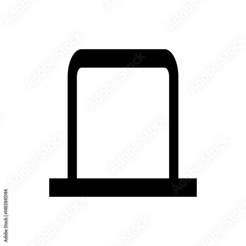 Black and white illustration of a musical rest symbol with a horizontal line underneath it in simple style