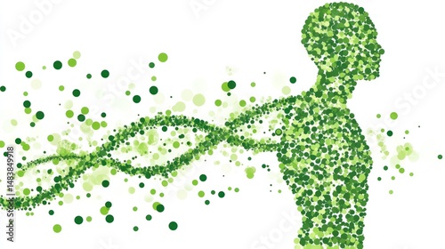 Green DNA human body silhouette.