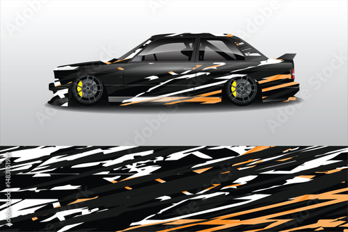 Stylish black car with dynamic graphics on display