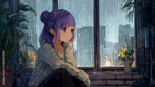 young woman in the window