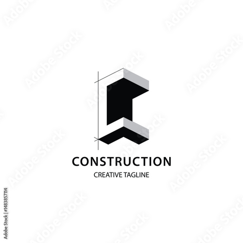 Letter C 3D logo for construction and architecture company. property logo design template for your brand