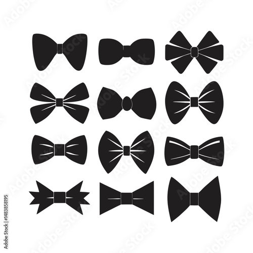 bow tie set large pack silhouette vector
