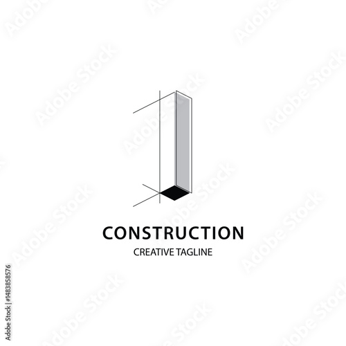 Letter I 3D logo for construction and architecture company. property logo design template for your brand