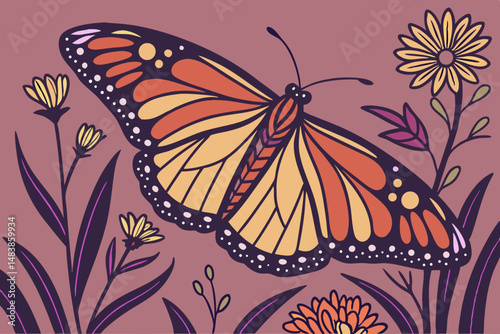 Vibrant Monarch Butterfly A Generated AI Illustration of Nature's Beauty