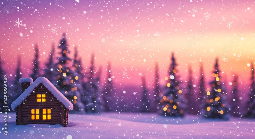 Naklejka premium Winter's Gentle Glow AI Generated