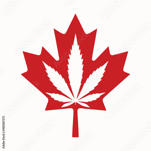 Canadian Marijuana Leaf Symbol Red and White Design