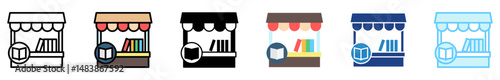 Book Fair multi style, mini illustration icon set. outline, flat, glyph, line color. vector for UI, UX, app, web, digital or print, related to international literacy days, education.