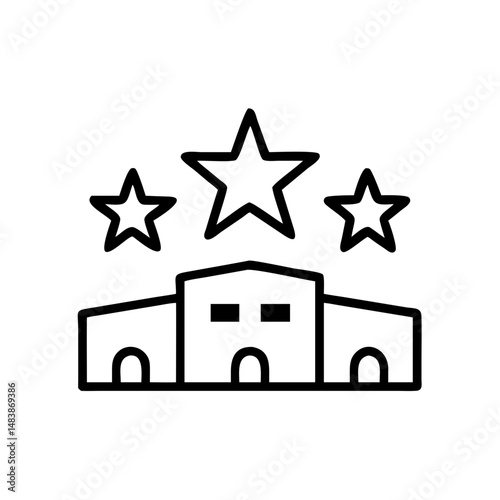 Simple house outline with stars for decoration and celebration, icon, vector 