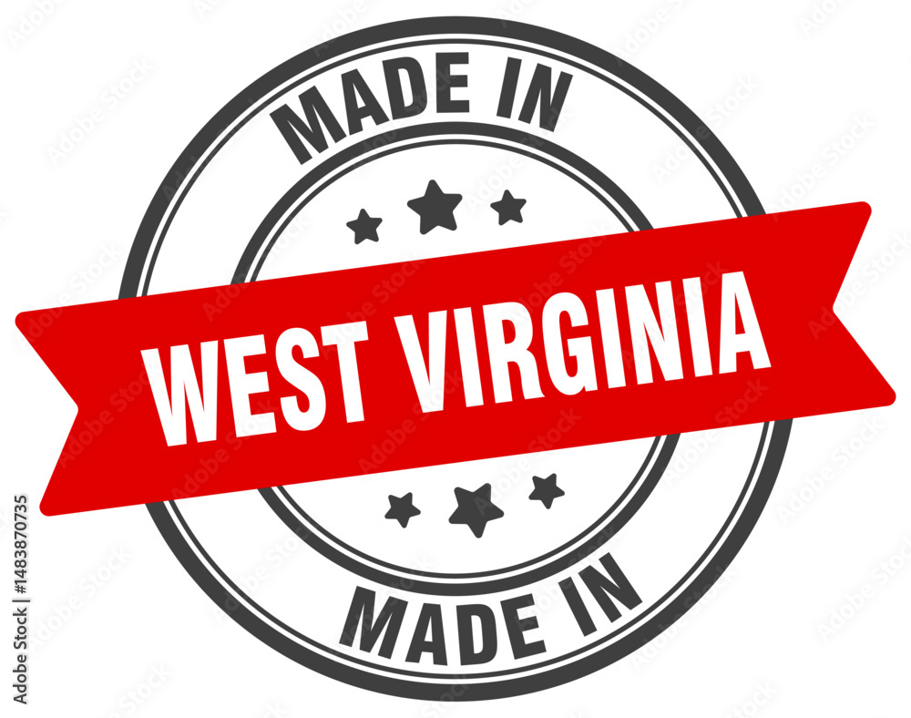 Fototapeta premium Made in West Virginia round sign. Made in West Virginia stamp.