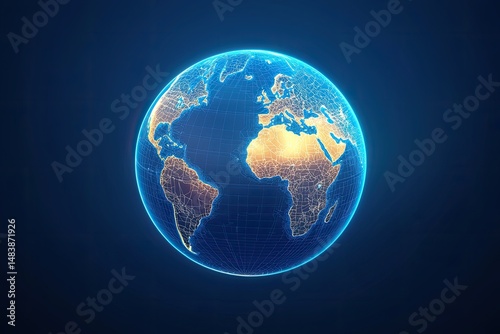 Global Network Illuminated Earth Digital Map