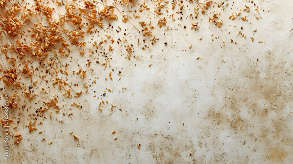 Alcaravea, Caraway caraway seeds spread naturally on handmade paper, dusty beige background Alcaravea, Caraway caraway seeds spread naturally on handmade paper, dusty beige background