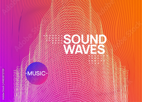 Edm Flyer. Blue Night Club Event. Fest Magazine. Trance Vector. Soundwave Disco Invitation. Violet Sound Poster. Dance Festival Graphic. Pink Edm Flyer