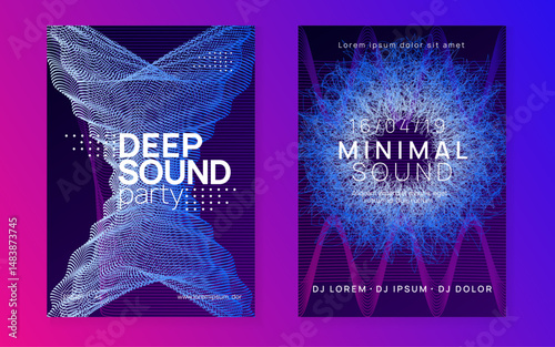 Music Design. Trance Vector. Pink Dj Background. Techno Concert Template. Blue Edm Flyer. Discotheque Poster. Nightclub Disco Invitation. Green Music Design