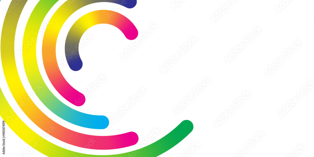 Obraz premium Abstract Color Lines with a Gradient on a white Background. Abstract Colorful Wavy circle Lines on white Background. Abstract Modern Design.