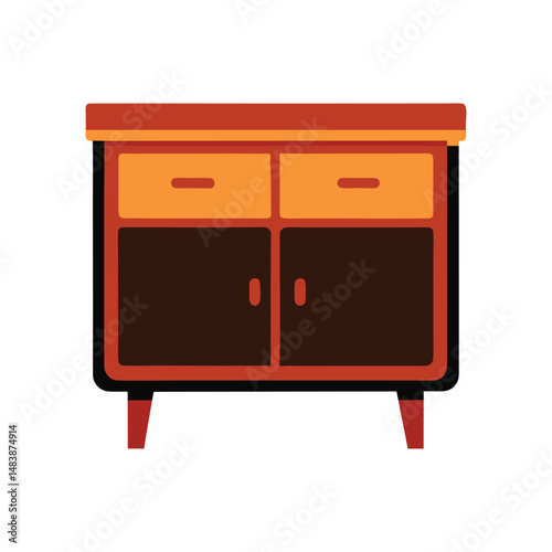sideboard furniture vector art on white background